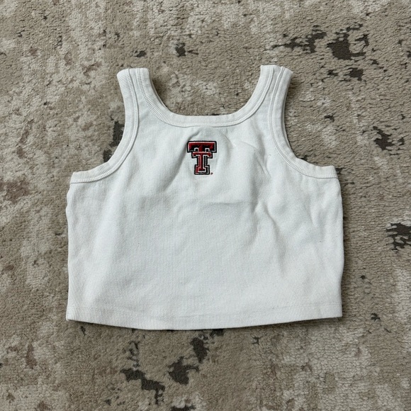Texas Tech White Ribbed Tank Top Size Large - Picture 1 of 3